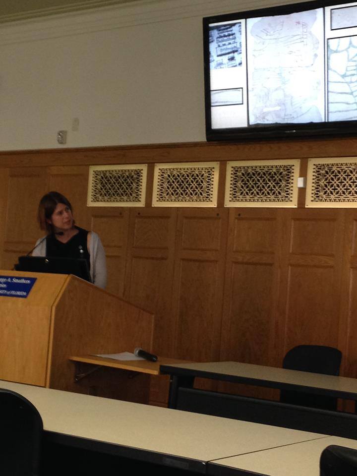 Helen presenting at the University of Florida on the Vercelli Mappa Mundi